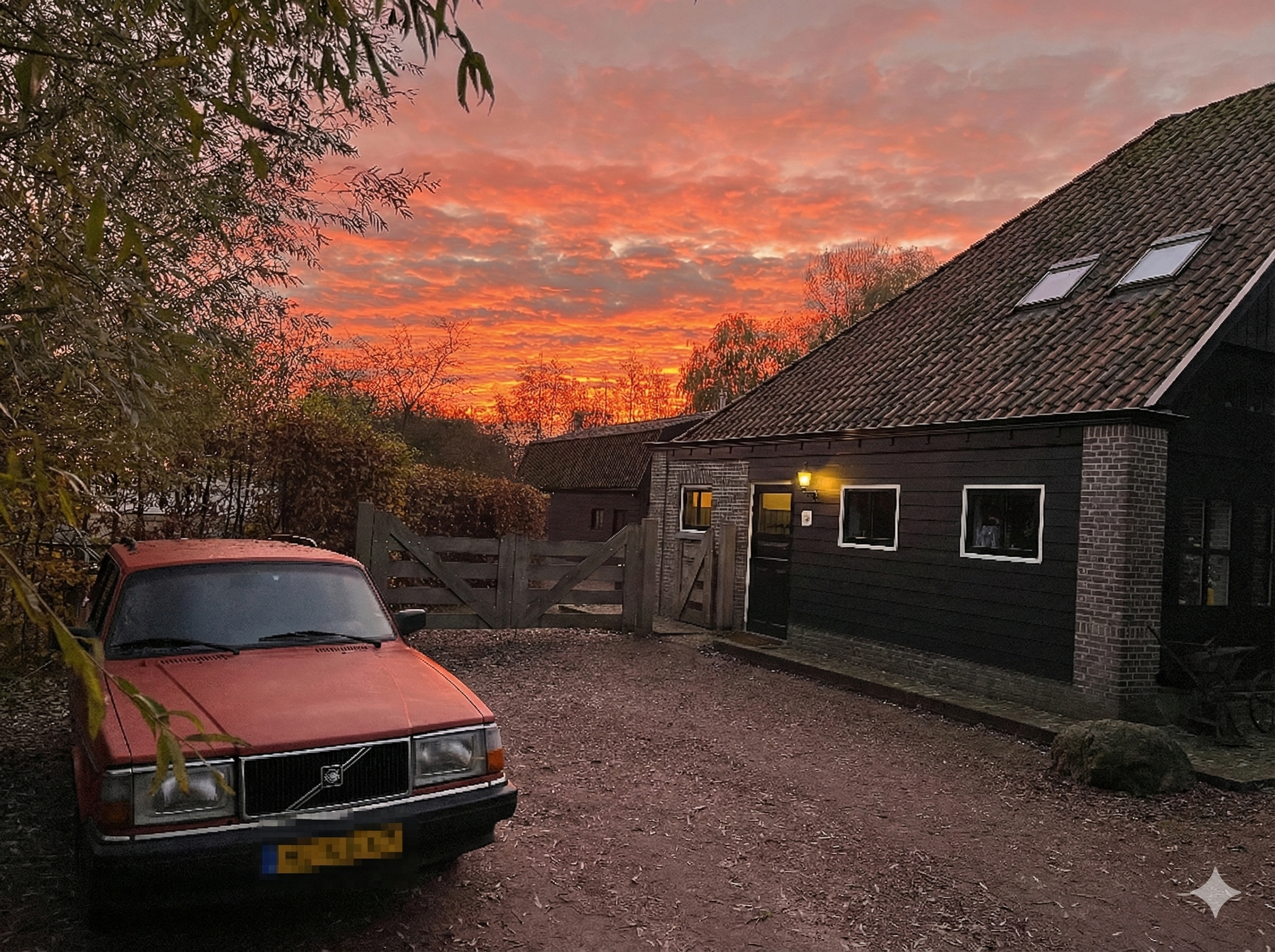 Volvo at sunset